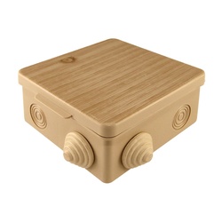 Коробка разветвительная о/у 80х80х50 мм, 7 вводов, светлое дерево IP54