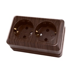 Розетка о/у Ладога SQ1801-0036, 2 гнезда, с/з, темное дерево