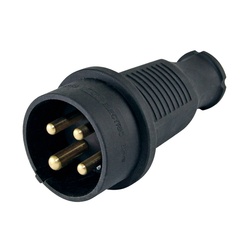 Вилка прямая 3Р+РЕ, 32А, 380В, IP44, каучук, черная