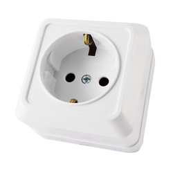 Розетка о/у Ладога SQ1801-0015, 1 гнездо, с/з, белая