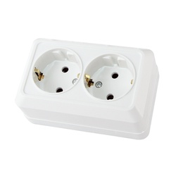 Розетка о/у Ладога SQ1801-0019, 2 гнезда, с/з, белая
