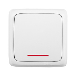 Выключатель о/у Alfa ВА10-114, 1 клавиша, с/инд, белый