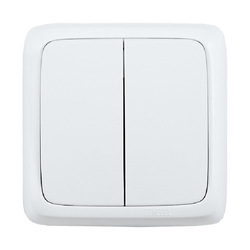 Выключатель о/у Alfa ВА10-153, 2 клавиши, б/инд, белый