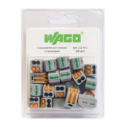 Клемма с рычажком WAGO 222-412 без пасты, 2 провода 0,08-2,5 мм2 (20 шт.)