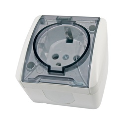 Розетка о/у Селигер SQ1818-0007, 1 гнездо, с/з и крышкой, IP54, белая