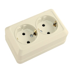 Розетка о/у Ладога SQ1801-0020, 2 гнезда, с/з, слоновая кость