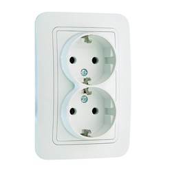 Розетка с/у Mimoza 12082, 2 гнезда, c/з, белая