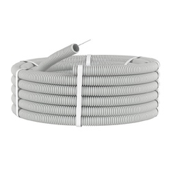 Труба гофрированная DKC ПВХ легкая с зондом, d=25 мм, серая (50п.м.)