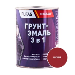 Грунт-эмаль Pufas Decoself 3 в 1 быстросохнущая матовая красная (0,9 кг)