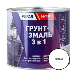 Грунт-эмаль Pufas Decoself 3 в 1 быстросохнущая матовая белая (1,9 кг)