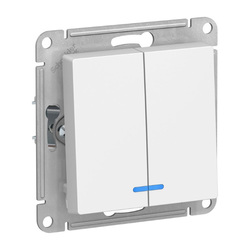 Выключатель с/у Atlasdesign ATN000153, 2 клавиши, с/инд, белый