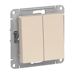 Выключатель с/у Atlasdesign ATN000251, 2 клавиши, б/инд, бежевый