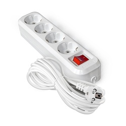 Удлинитель бытовой 9631991, 4 гнезда, ПВС 3х1, 2990 Вт, с/з, 5 м, белый