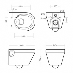 Унитаз Sanita Luxe Новел безободковый, 360х375х510 мм