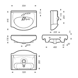 Раковина Sanita Вега 55, 554х416х178 мм