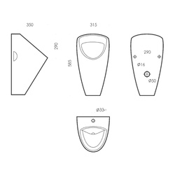 Писсуар Sanita Luxe Long, 315х350х585 мм