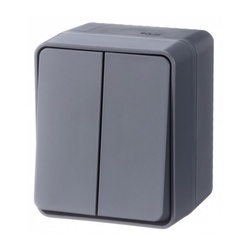 Выключатель о/у Atlasdesign Profi ATN544051, 2 клавиши, б/инд, IP54, антрацит