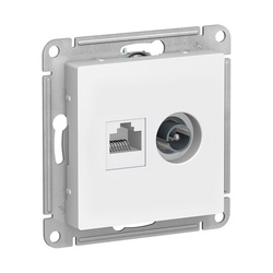 Розетка компьютерная RJ-45 + телевизионная TV с/у Atlasdesign ATN000189, 2 гнезда, белая