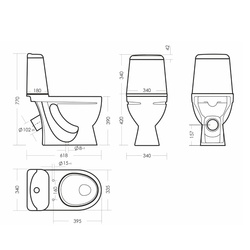 Унитаз-компакт Sanita Идеал комфорт, косой выпуск, 610x335x775 мм