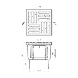 Трап Ани Пласт вертикальный d=110 мм 150х150 мм, не регулируемый