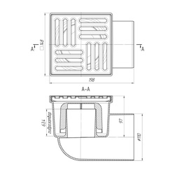 Трап Ани Пласт горизонтальный d=110 мм 150х150 мм, не регулируемый