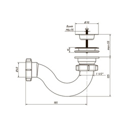 Сифон для душевого поддона Orio А-4258, 1 1/2"х40мм, "S-образный