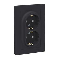 Розетка с/у Atlasdesign ATN001026, 2 гнезда, с/з, з/ш, карбон