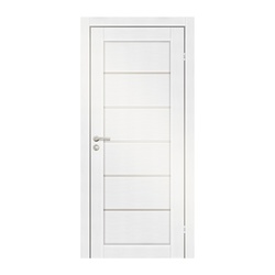 Полотно дверное OLOVI Канзас экошпон Дуб Белоснежный 900х2000 мм со стеклом